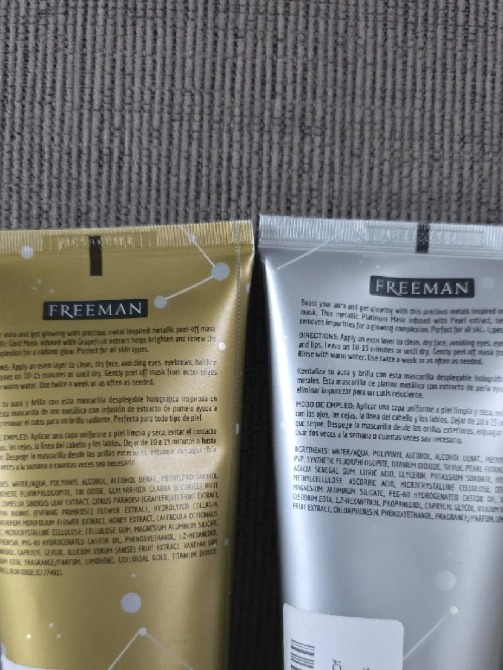 Freeman Cosmic Metallic Peel-Off Mask Trio -2 Gold & 1 Platinum,‎ New, 6oz. Each